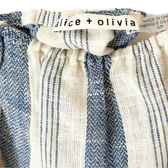 Alice + Olivia Celestia Size Small Striped Linen Blend Flutter Sleeve Crop Top - Picture 8 of 9